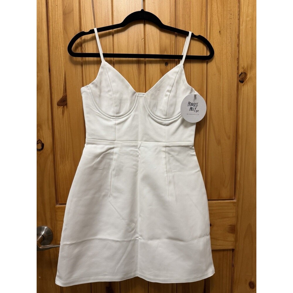 Princess Polly Novella Mini Dress Cotton White Size 6 Night Out Date Night Dress